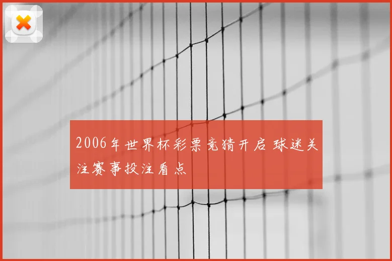 2006年世界杯彩票竞猜开启 球迷关注赛事投注看点